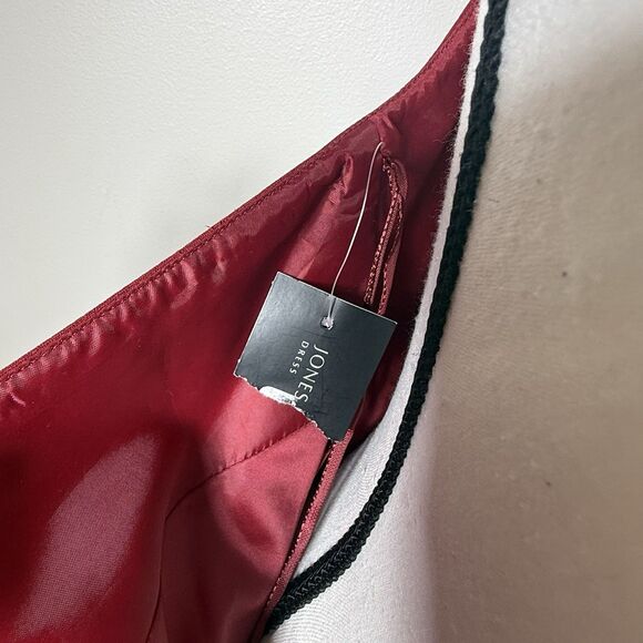 Jones New York Halter Tie Neck Dress Womens 16 Red Open Back Silk Waist Cocktail - Picture 6 of 11